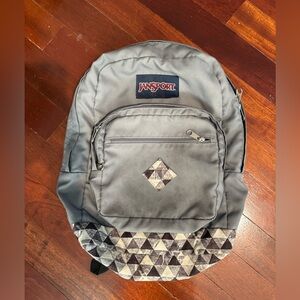 JanSport Gray and Black Geometric Backpack
